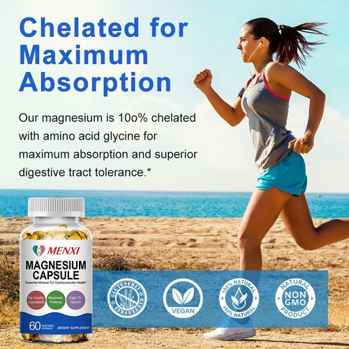 Magnesium Capsules Complex Capsules Glycinate Citrate Malate Oxide For Adults US - Picture 3 of 10