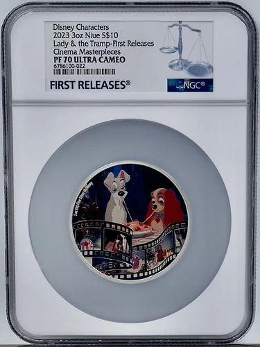 Lady & the Tramp 2023 Niue $10 Disney Characters 3 Oz Silver Coin NGC PF70UCAM