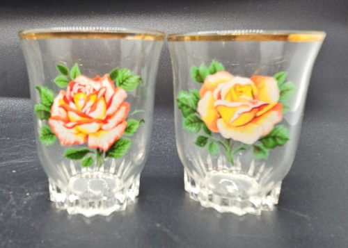 4 x Vintage Likör Schnaps Trinkglas Rose & Blatt 50er Jahre - Bild 4 von 4