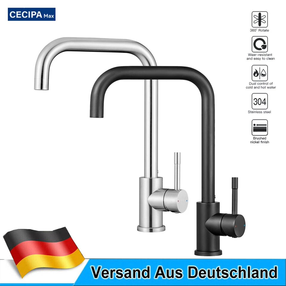 CECIPA MAX Rubinetto cucina 360° cucina miscelatore monocomando miscelatore acciaio inox