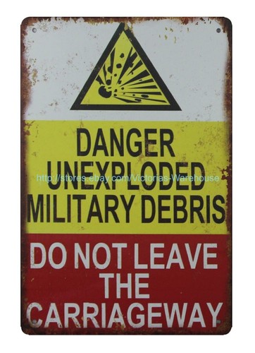 tin tractor signs Danger Unexploded Military Debris metal tin sign - Picture 2 of 4