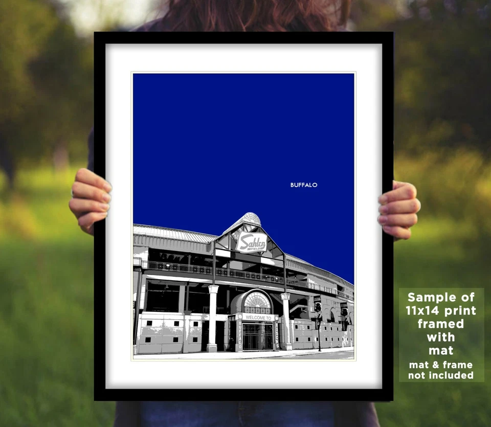 Fotografía de campo Sahlen de bisontes de búfalo impresión STADIUM SKYLINE 8x10 11x14 16x20 Foto 2 de 4