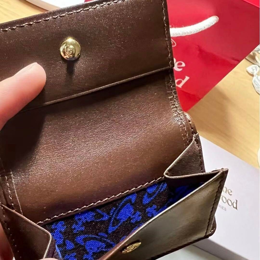 Vivienne Westwood ブラウンミニ財布 Vivienne Westwood Purse Tri-fold Mini Wallet Brown Leather
