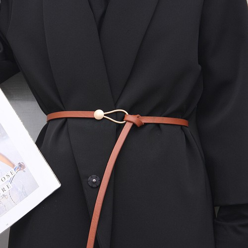 Hot Sale - Leather knot belt Skinny Belt Leather Waist Rope Belt Thin Waist Belt - Picture 17 of 17