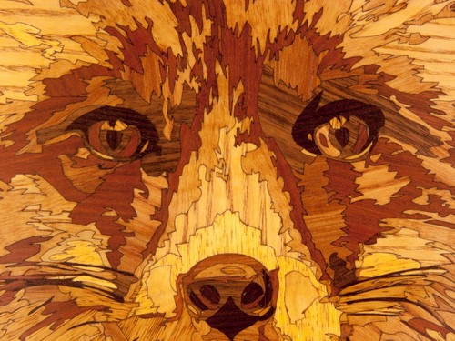 Mosaico de madera de zorro retrato eco regalo incrustación panel enmarcado colgante de pared - Imagen 2 de 12