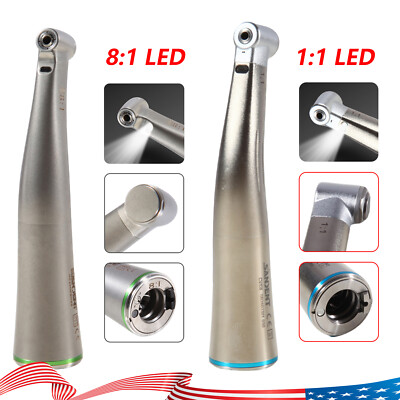 Dental 8:1 Endo Handpiece 1:1 Fiber Optic Contra Angle Mini Head E type Fit NSK