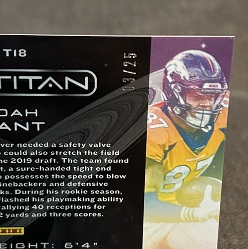 2019 Panini Chronicles - Titan Green #T18 Noah Fant /25 (RC) - Image 3 of 3