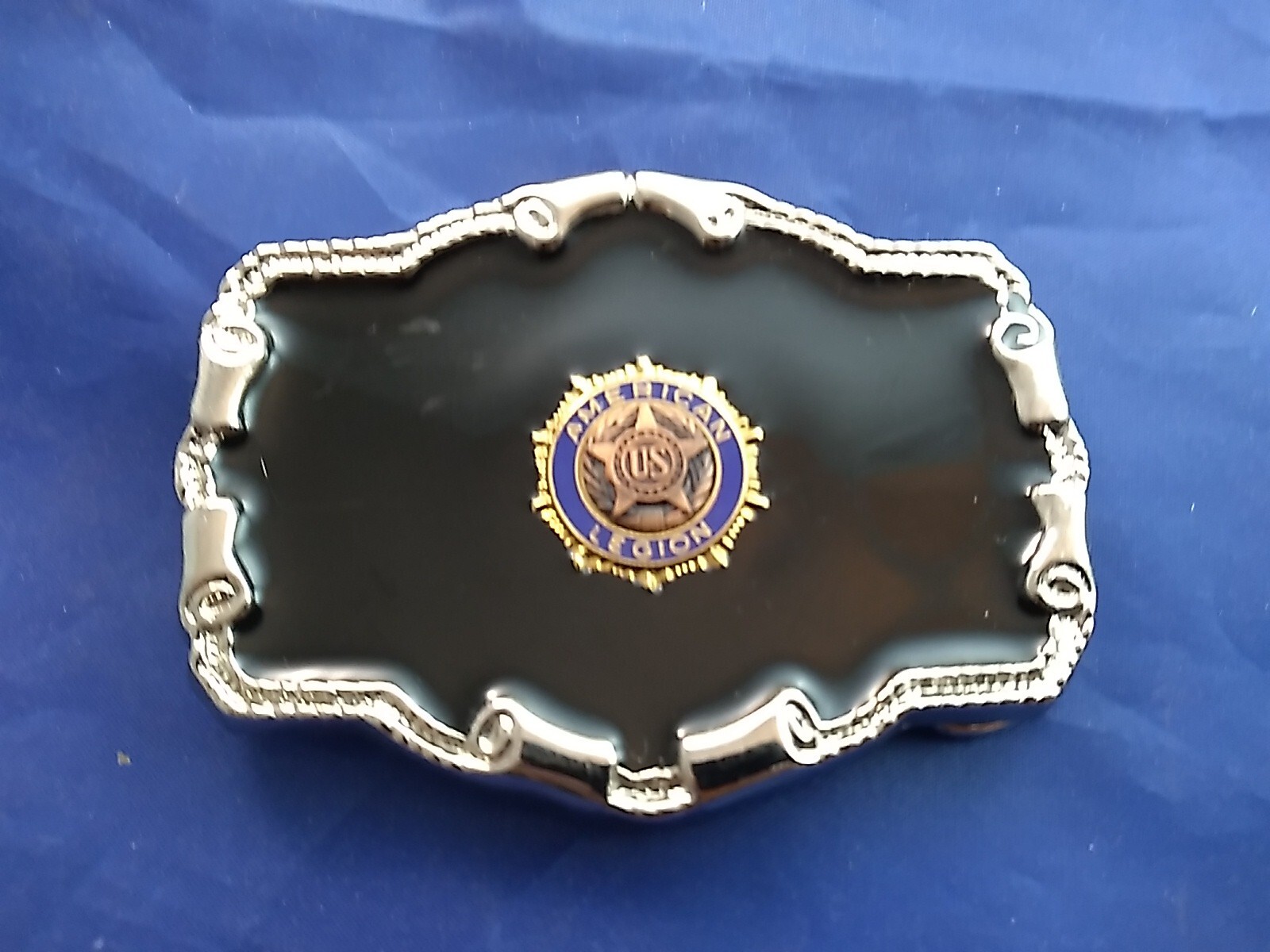 Rectangular Black & Silver AMERICAN LEGION BELT B… - image 1