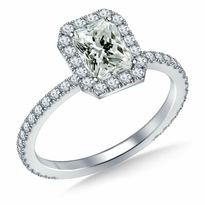 4+ kt fast weißer strahlender Moissanit Diamant 925 Sterlingsilber Verlobungsring