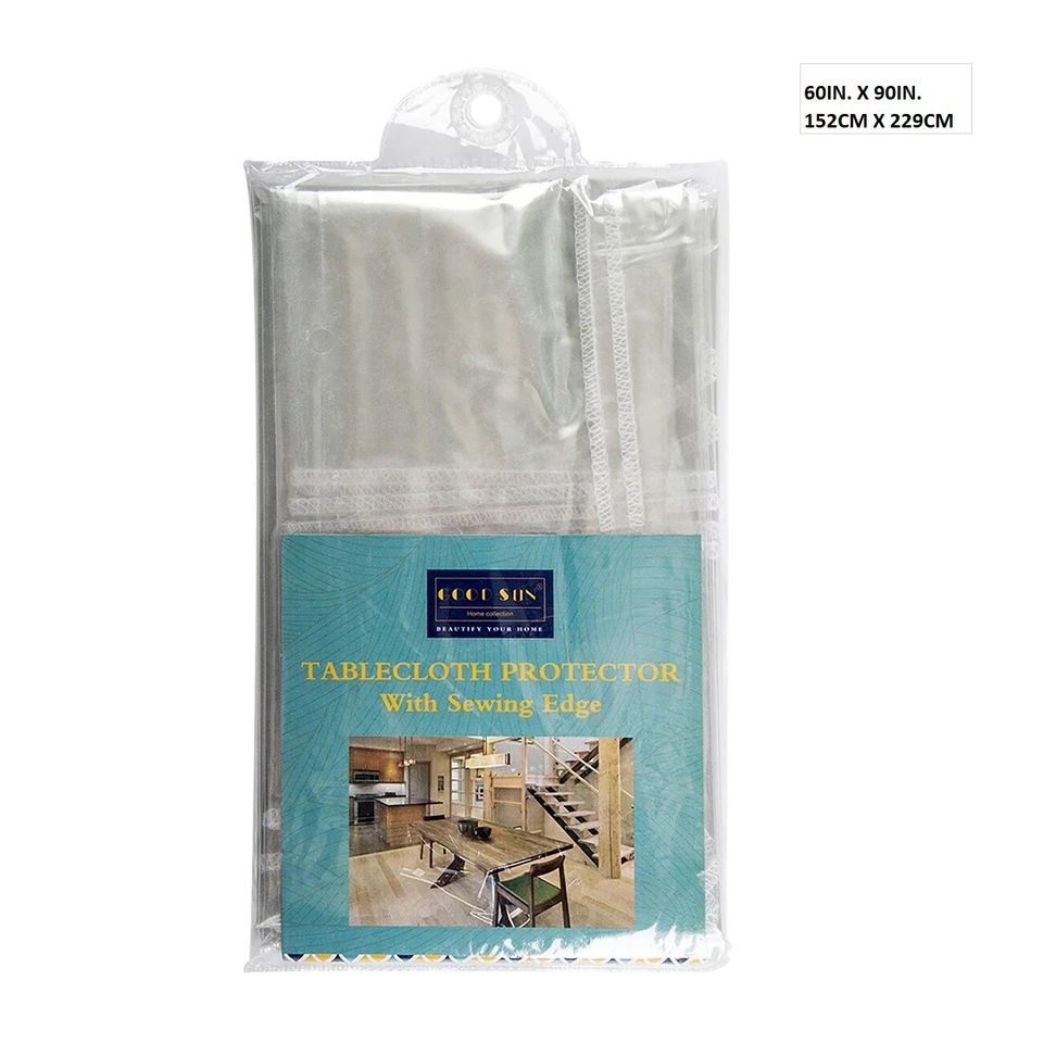 60"x90" - Crystal Clear Plastic Table Protector Tablecloth Vinyl Table Cover - Image 2 of 2