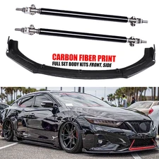 For Nissan Maxima Carbon Front Bumper Lip Splitter Spoiler + Strut Rods Body