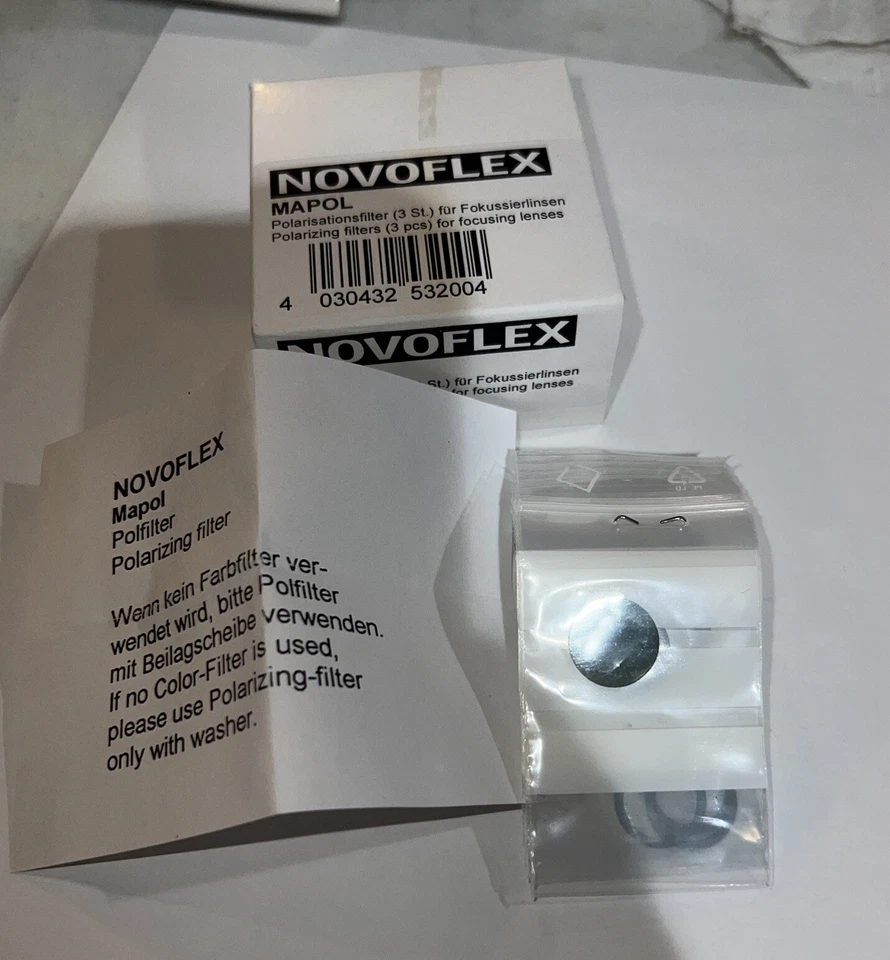 NOVOFLEX  MAPOL 3 pcs POLARIZING FILTERS FOR FOCUSING LENSES NEW - Image 2 of 4