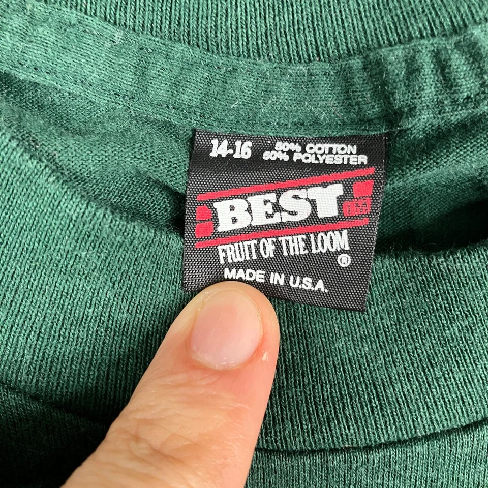 Camiseta Vintage Fruit of the Loom Juvenil Talla 14-16 Verde Animales Africanos Safari Foto 3 de 4