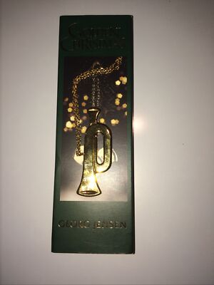  Georg Jensen  Golden Christmas - Ornament an Kette - 1991 Trompete - Gold