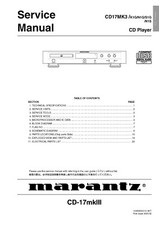 Manuale di servizio per Marantz CD 17 MK3 