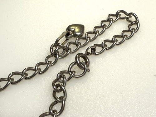Vintage Sterling Silver 925 Bracelet Chain Heart Charm Jewellery 7.94g - Picture 5 of 8
