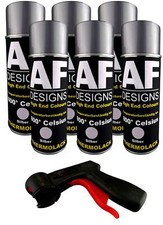 Thermolack Spray 6 Spraydosen Ofenlack Auspufflack plus Spraydosengriff silber