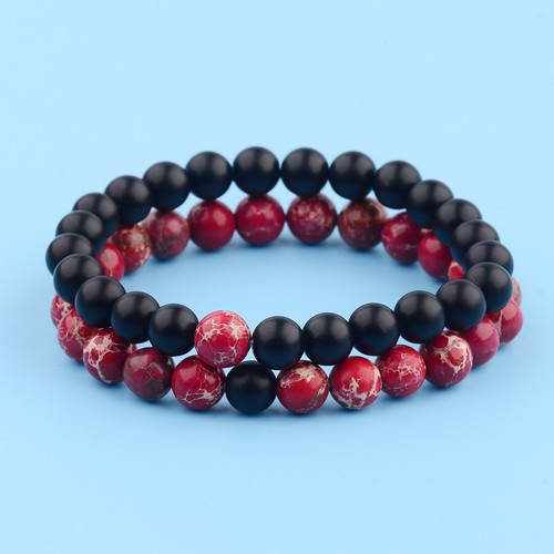 Couple His & Hers Distance Healing Bracelet Black Red Lava Bead Matching YinYang - Picture 57 of 156