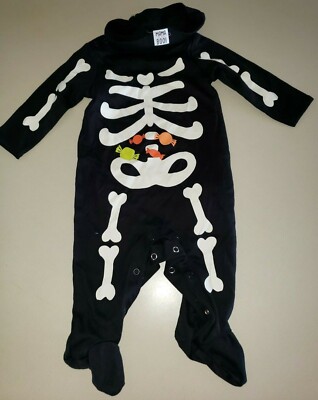 NEW CARTERS HALLOWEEN SKELETON SLEEPER WITH HAT size 6 month NEW CANDY BONES 