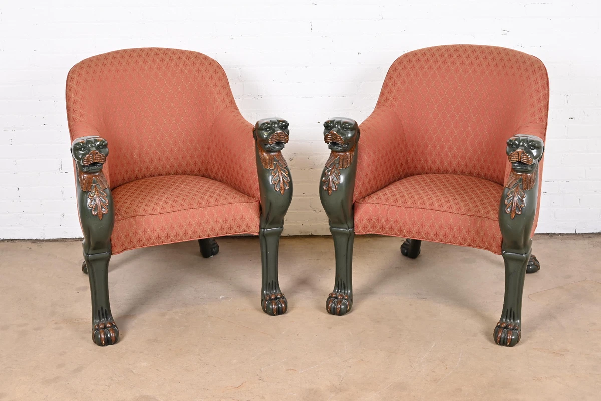 Baker Furniture Stately Homes Collection Regency Tub Chairs Pair