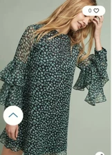 Ranna Gill Dress S Floral Ruffle Flutter Sleeve Wedding Guest Cocktail Anthro