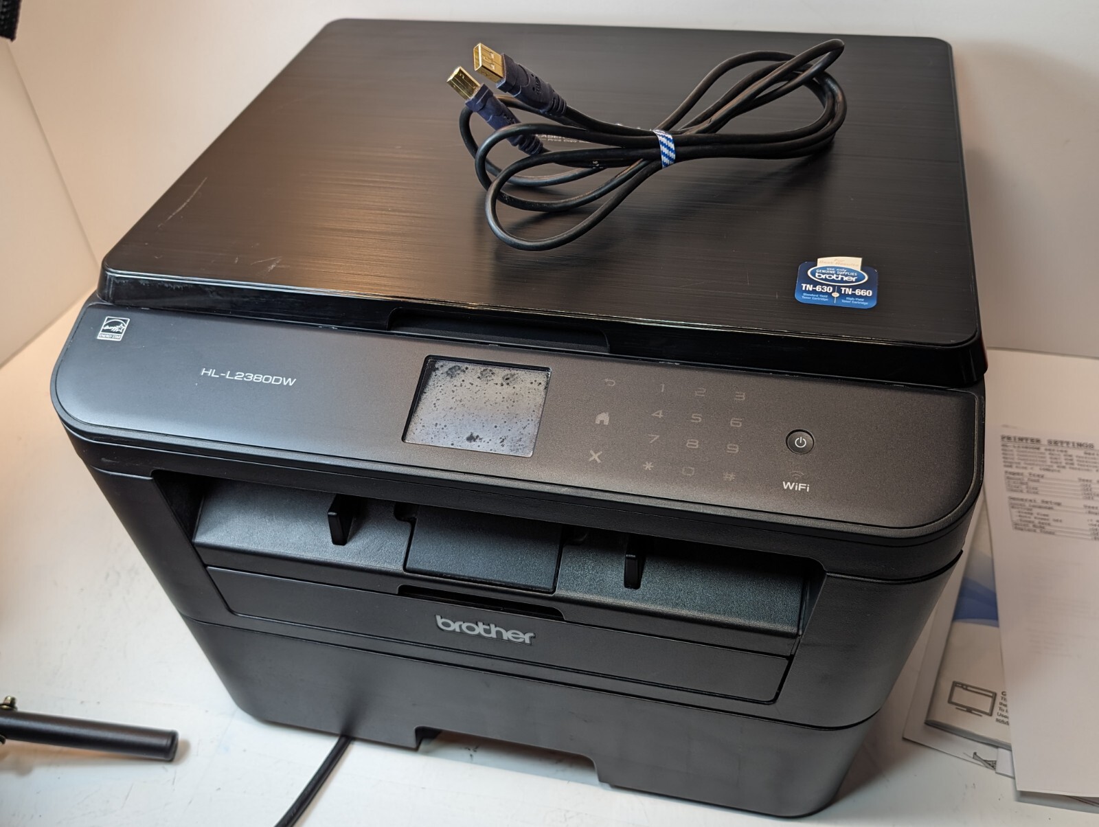Brother HLL2380DW AllinOne Laser Printer w/ USB Cable & Manual