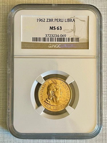 Peru 1962 ZBR Libra Gold NGC MS63 SKU# 4356