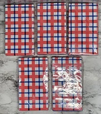 My Minds Eye Paper Napkins. 5 Packs. 32 each Red White Blue Plaid 4"x7" New...