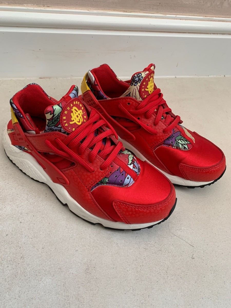Nike Women’s Air Huarache Run Trainers UK Red Aloha Rare Limited Edition  Boxed