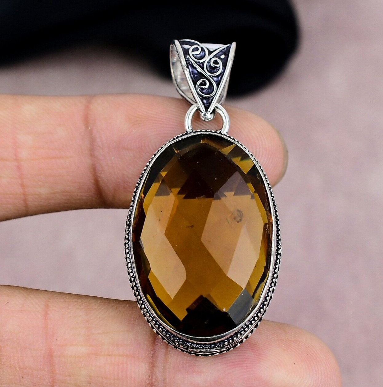 Citrine Gemstone Pendant in 925 Sterling Silver Handmade Gift Jewelry  