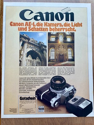 Canon AE-1 Winder A Speedlite 155 A Original 1978 Vintage Advert Werbung Reklame