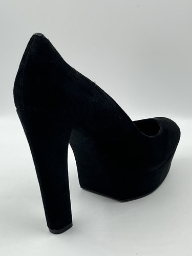 RED Saks Fifth Avenue Ramona Women’s Black Suede Leather Platform Heels Sz 7.5M - Picture 13 of 15