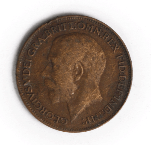 1921 1F Great Britain Farthing Bronze Coin - Picture 2 of 2