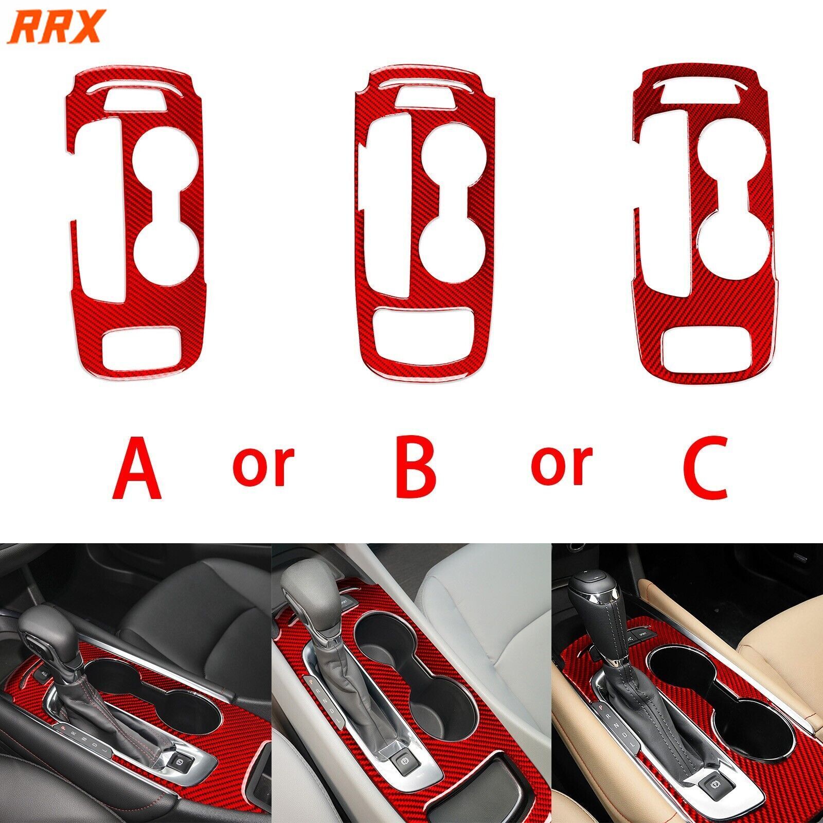 Red Carbon Fiber Gear Shift Panel Cover for Chevy Malibu 2016-2025