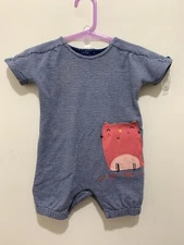 Cute Baby Girls Mothercare Navy Striped Are You Kitten Me Romper Suit 3-6m💗