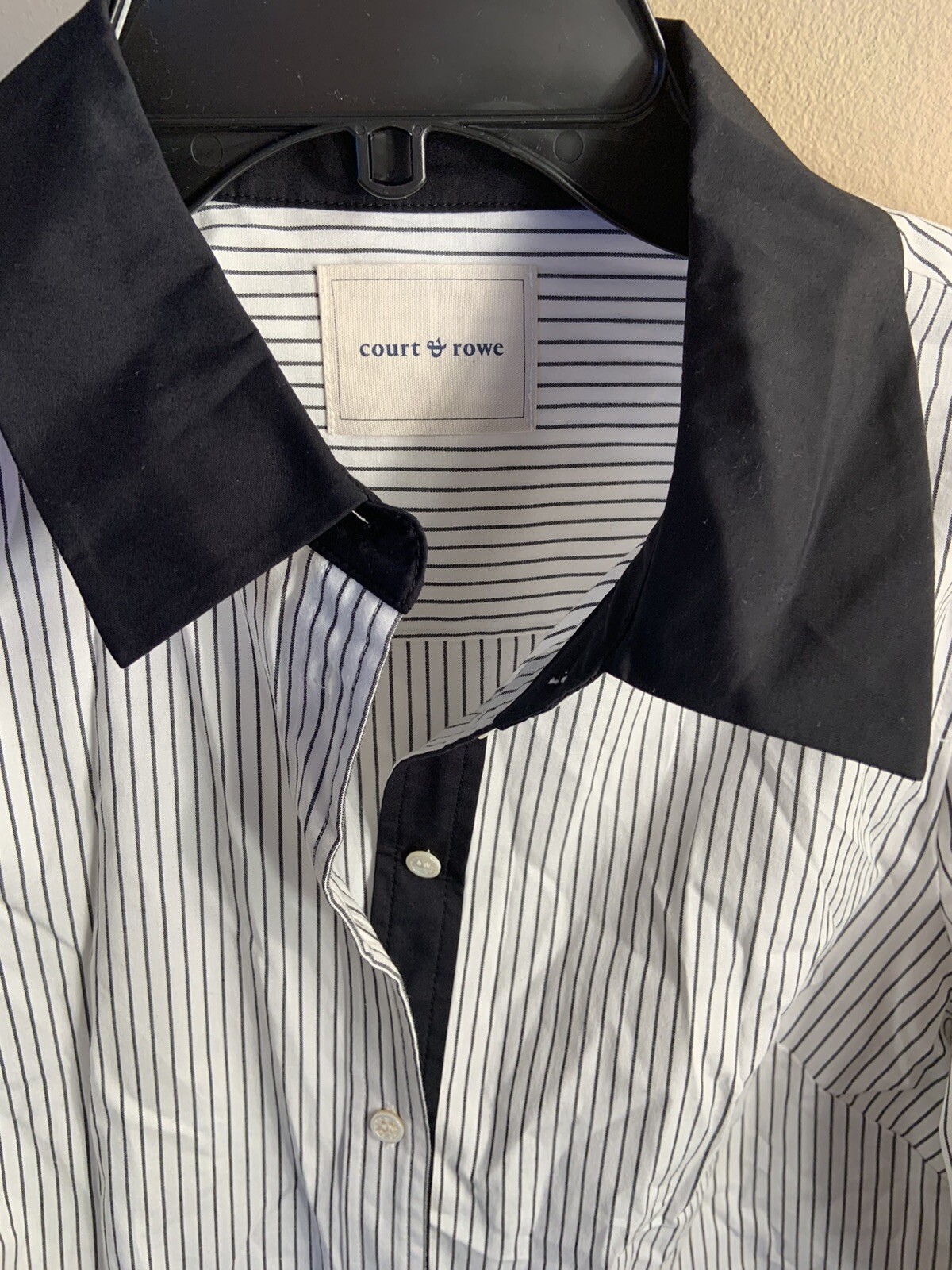 FILA Camicia da donna Court & Row a righe taglia M nera bianca con collo nero