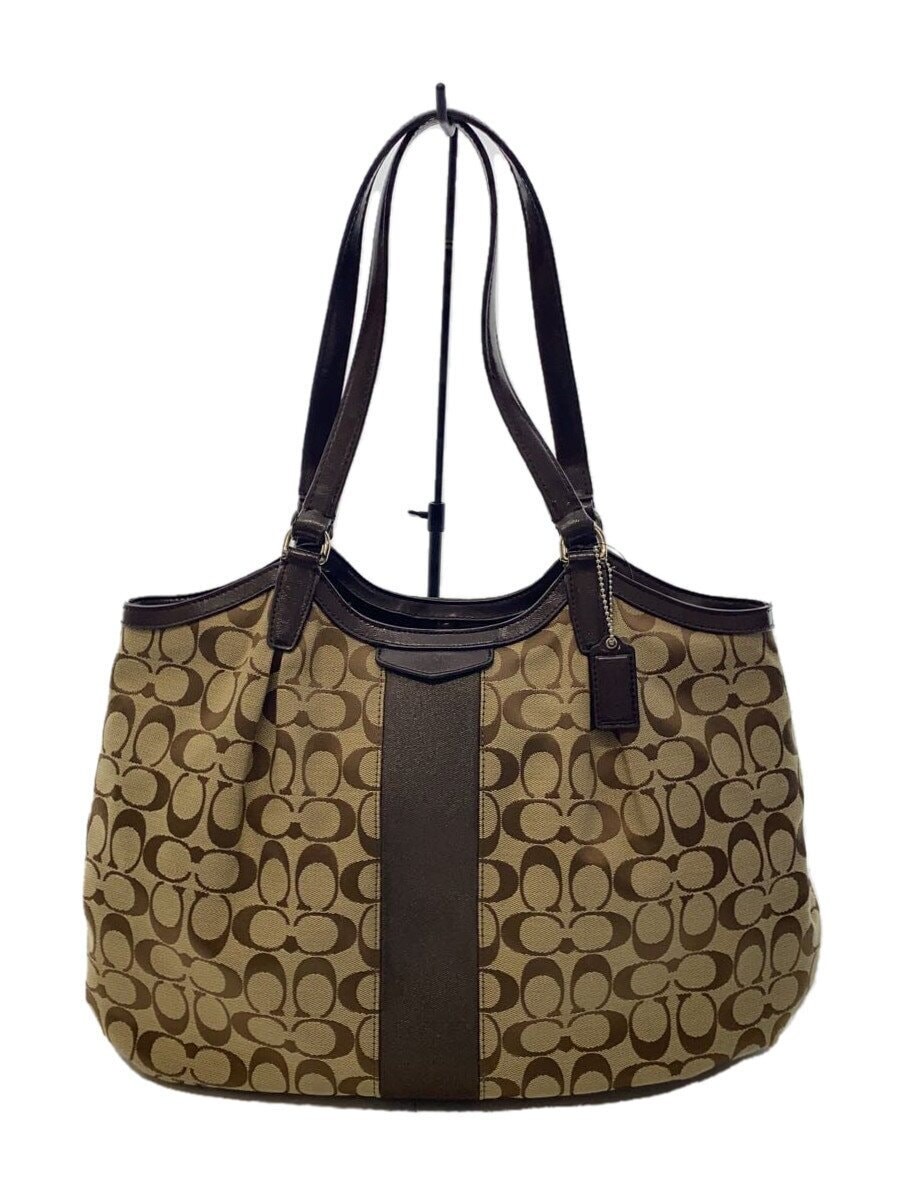 COACH Signature Canvas Tote Bag with All-Over BEG Pattern F28503