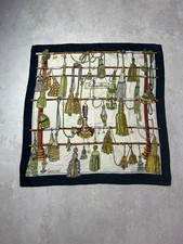 HERMES Paris Silk Scarf "Passementerie" by F. de la Perriere Black Gold