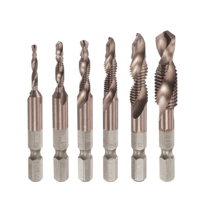 M3 M4 M5 M6 M8 M10 Tip Touch Drill Combination with 1/4'' 6pc Shaft