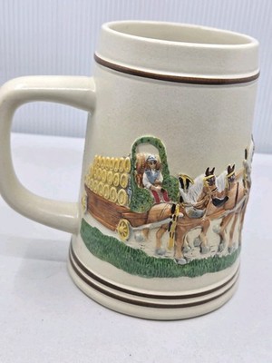 Vintage Stein W/ Horses. Aufwendig Handgefertigt & Kunstlerisch Handbemalt. .5 L