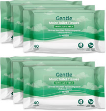 Gentle Moist Toilet Tissues with Aloe Vera, Flushable, 240 Count (6