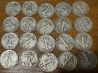 FULL DATES  Lot of 20 $10 Face Value 90% Silver Walking Liberty Half Dollars