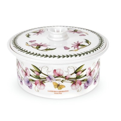 Portmeirion Botanic Garden 9.5'' Round Casserole Dish with Cover, Sweet Pea Motif