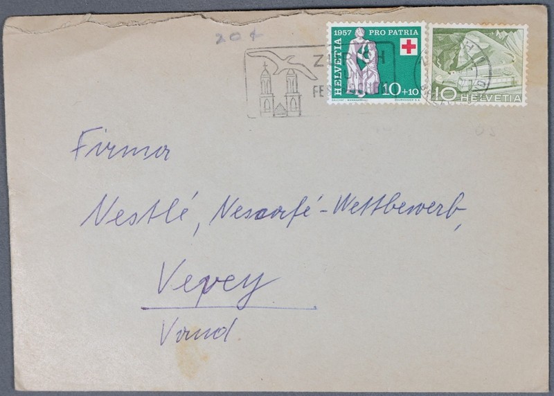 MayfairStamps Switzerland 1950s Red Cross Zurich to Vevey Cover aaz_89965