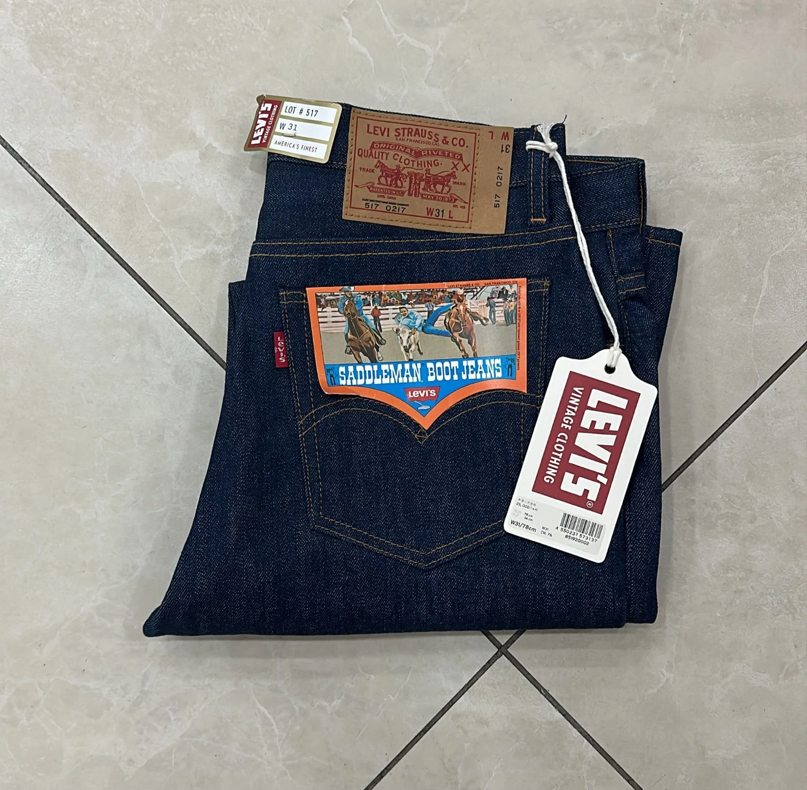 LVC Levi's Vintage Clothing 1970 517-0217 Bootcut Jeans SIZE 31 RIGID DENIM
