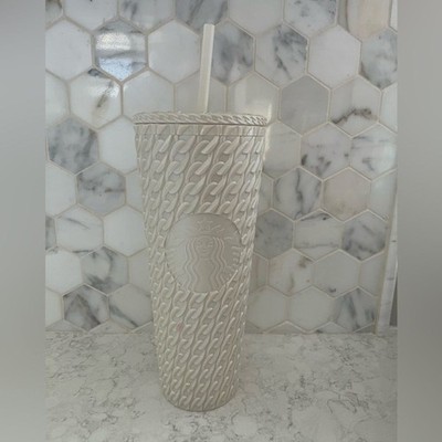 Starbucks Cream Textured Tumbler with Straw - Venti 24 Oz