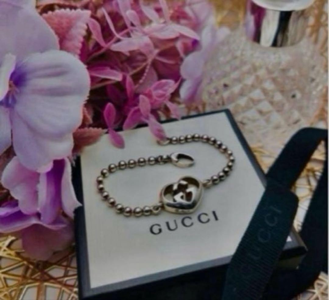 GUCCI Interlocking Heart Ball Chain Bracelet 17cm… - image 4