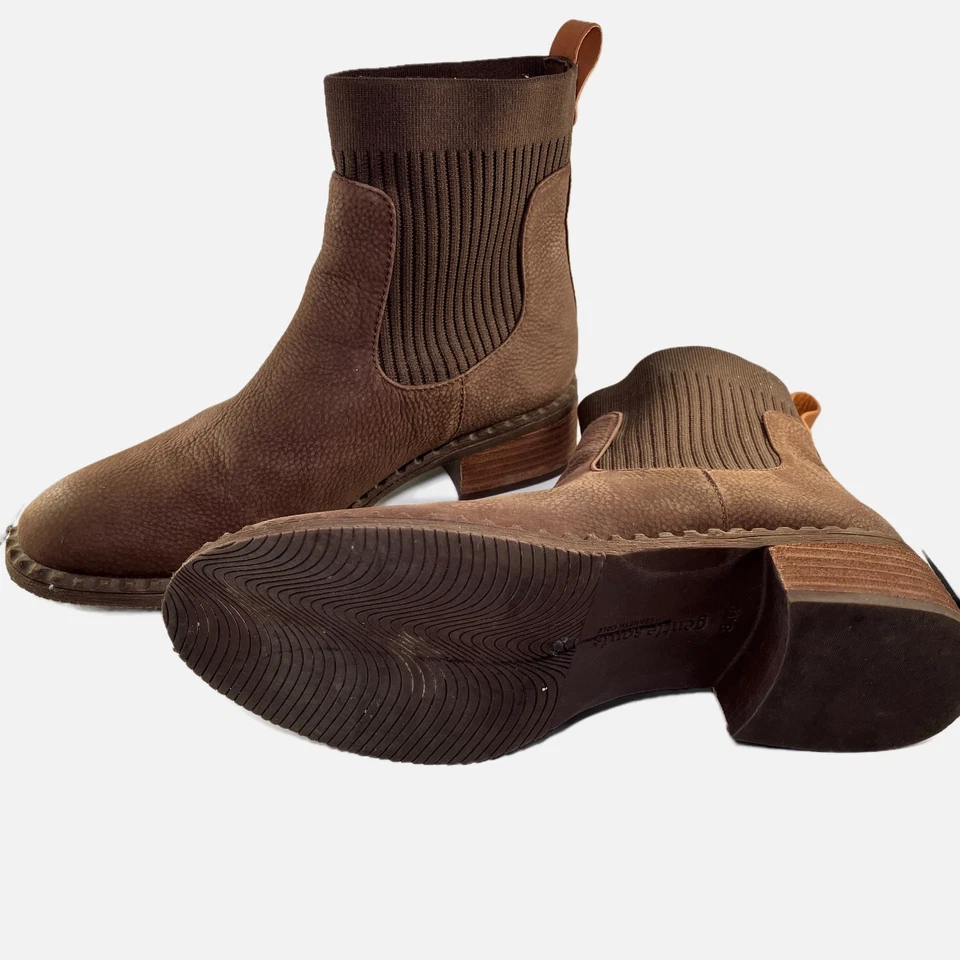 Chelsea Brown Leather Stretch Ankle Boots Pull /Slip On Classic Casual Womens 8M - Image 3 of 4