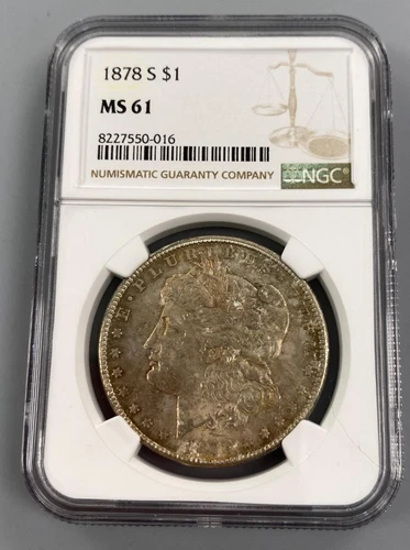 1878 S US Morgan Silver $1 NGC MS61 pq toning L21939