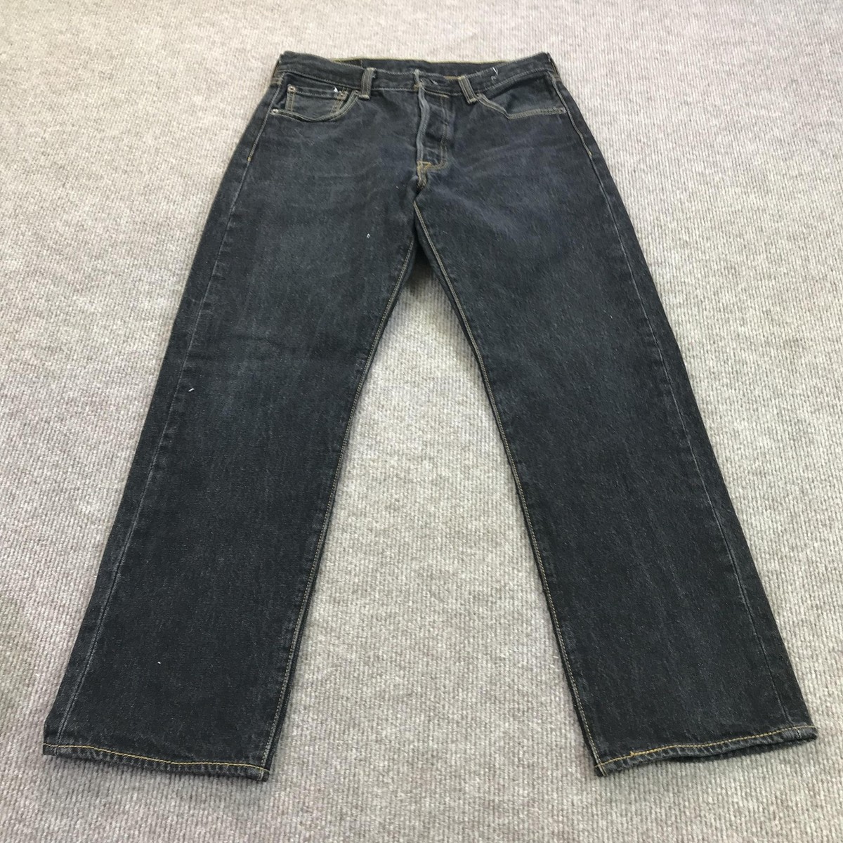 Levi's 501 Jeans Mens 31x26 Black Charcoal Wash Straight Denim